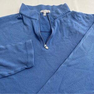 Peter Millar Quarter Zip Shirt Long Sleeve Modal Cotton Blue Men’s XXL  FLAWS